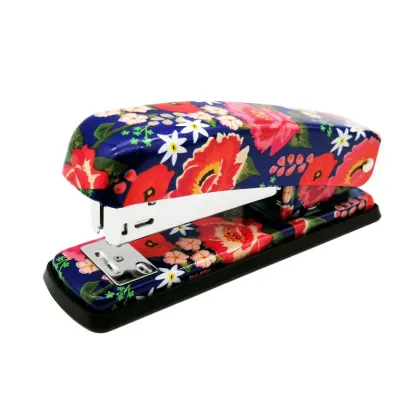 Floral Printed Metal Stapler - New Office Stationery with Manual Printing