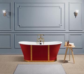 Retro Freestanding Skirted Cast Iron Bathtub With Rivet