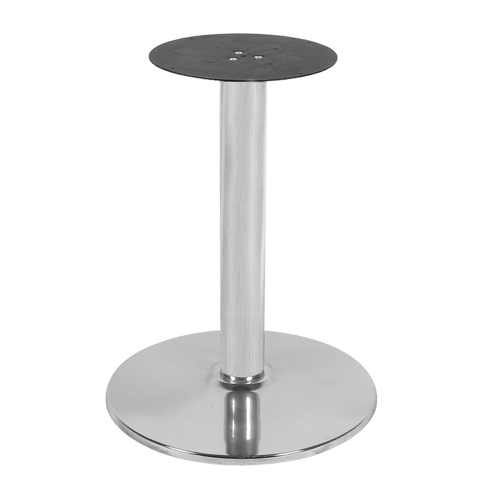 Mesa de aço cromado ao ar livre, base de tubo redondo de mesa