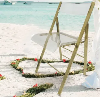 Stackable Acrylic and Metal Outdoor Chairs: Clear and Gold Folding Options for Garden, Beach, and Other Events