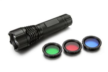 Strong led flashlight with filters