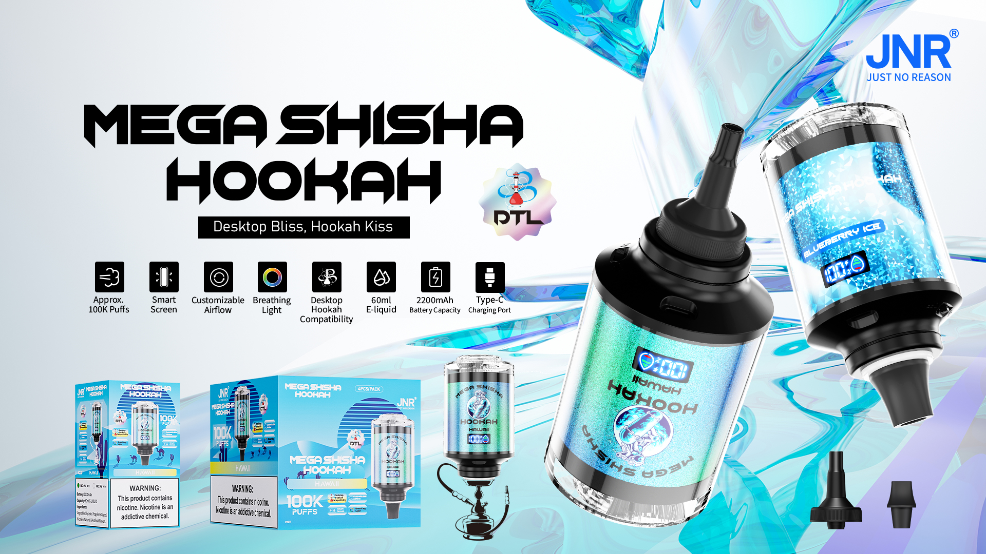 Jnr mega shisha hookah 100k + vape vape