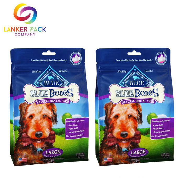 Custom Laminated Material Pet Food Flat Bottom Bag