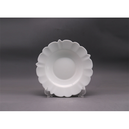 Flower Shape Elegant White Opal Glass Dinner Plate