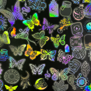 Holographic Glitter Laser Stickers - Custom PET Plastic Transparent Designs