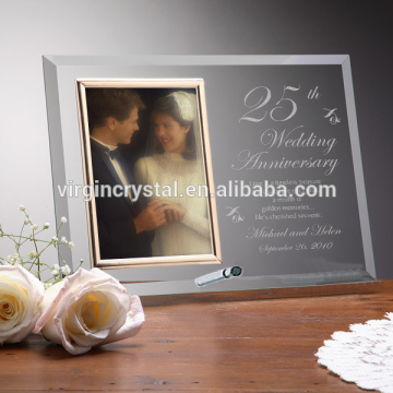 Wholesale crystal glass meterial crystal photo frame type and love photo frame for wedding gift