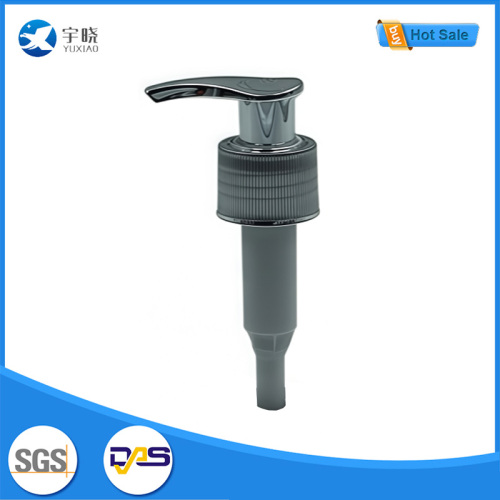 Пластиковый насос для лосьона с хромированной ручкой и серым корпусом