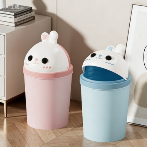 Plastic Trash Can with Lid for Home Bathroom Bedroom Living Room