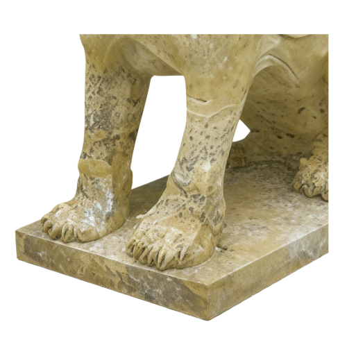 Grandiose Presence Mythical Winged Lion Marble Sculptures