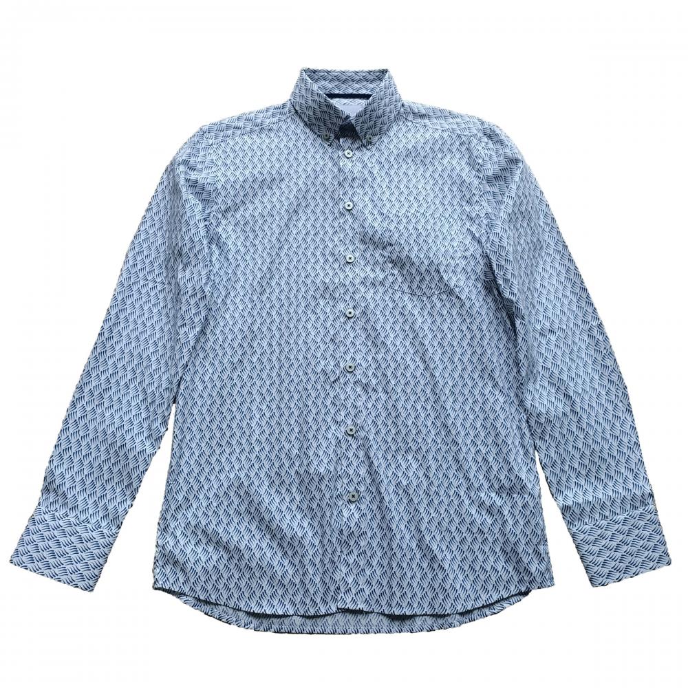 Men's Cotton Stretch Shirt in Navy White