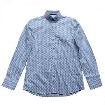 Camicia da maschera da uomo in cotone in bianco blu scuro