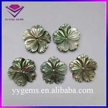 Natural Black Carving Flower Shape Shell Piece for Decoration