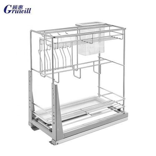 Cesta de cuchillo de condimento de gabinete de acero inoxidable