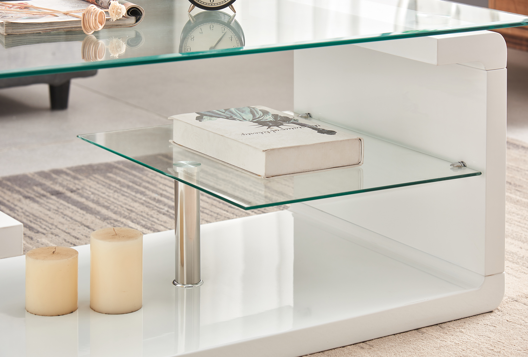 Glass Coffee Table with Two Tiers