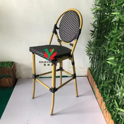 Woven Wicker Rattan Bar Stool for Cappuccino Coffee Shop