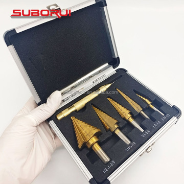 High Speed Steel Titanium Nitride Unibits Broca Escalonada for Steel Metal - Borui 6PCS Hex Shank Step Drill Bit Set