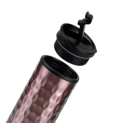 380ml Brown Embossed Plastic Flip Lid Cup