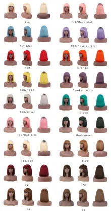 Hot sales virgin long pink human hair bob wig with bangs