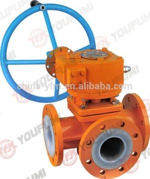 PFA Lined Plug Valve 3 Way for chemical