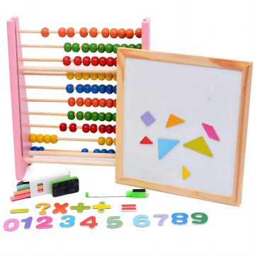 Multifunctional Learning Frame, Drawing Board, Calculator Frame, Wooden Chalkboard for 3-6 Year Olds