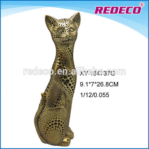 Customized resin eletroplated gold cat statue