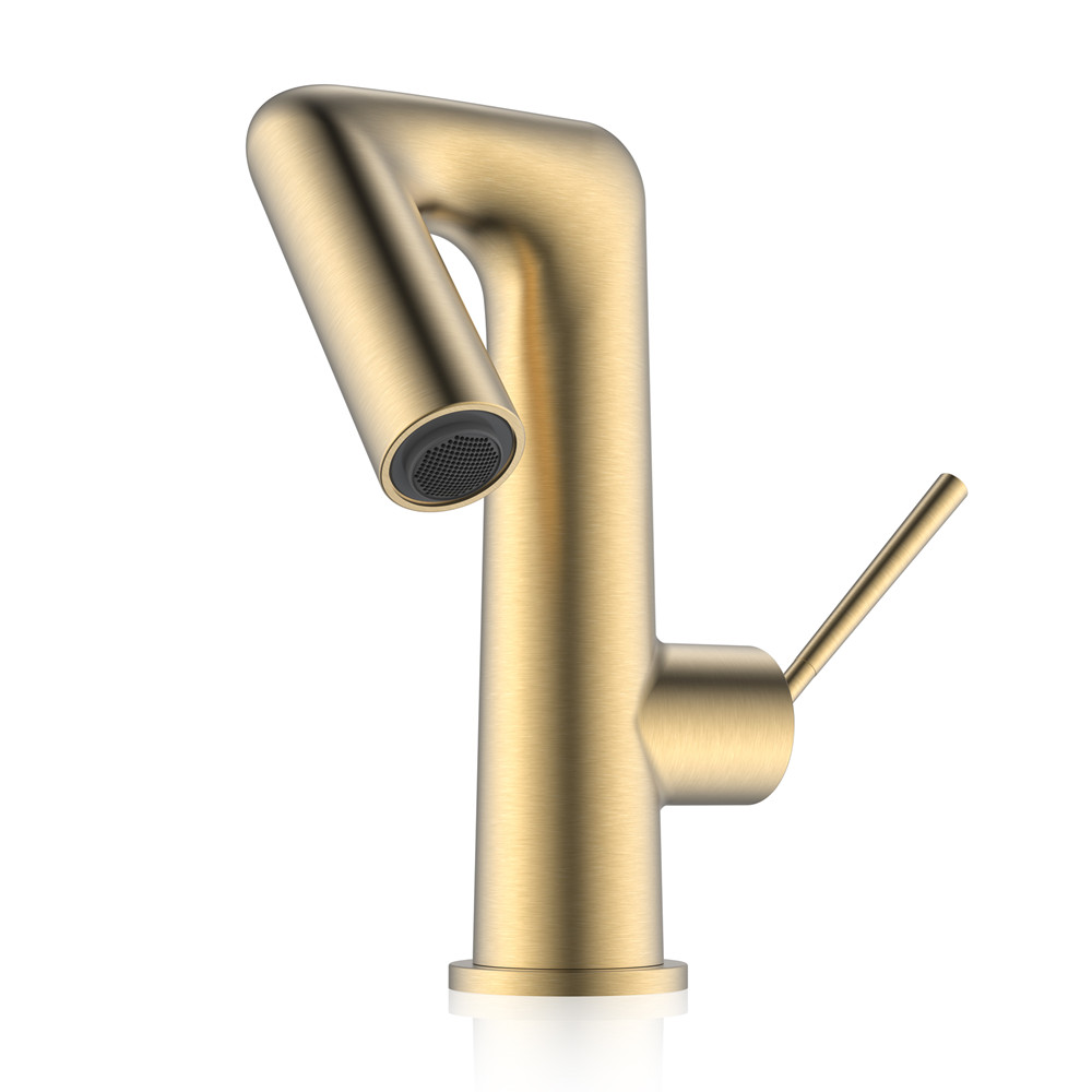 Jasupi new unique design high quality brass lavatory sink mixer twisted bathroom basin faucet gold finish