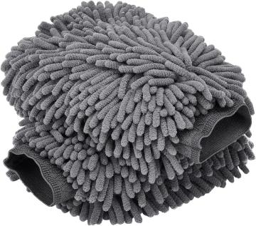SEQ Chenille Car Wash Mitt - Ultra Absorbent Double-sided Microfiber Cleaning Gloves