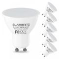 BLAZEBRITE GU10 LED BULS 6W, 50W HALOGEN equivalente, não-minimizível, 5000k Daylight White, 120 V, 480 Lm, ângulo de feixe de inundação de 120 °