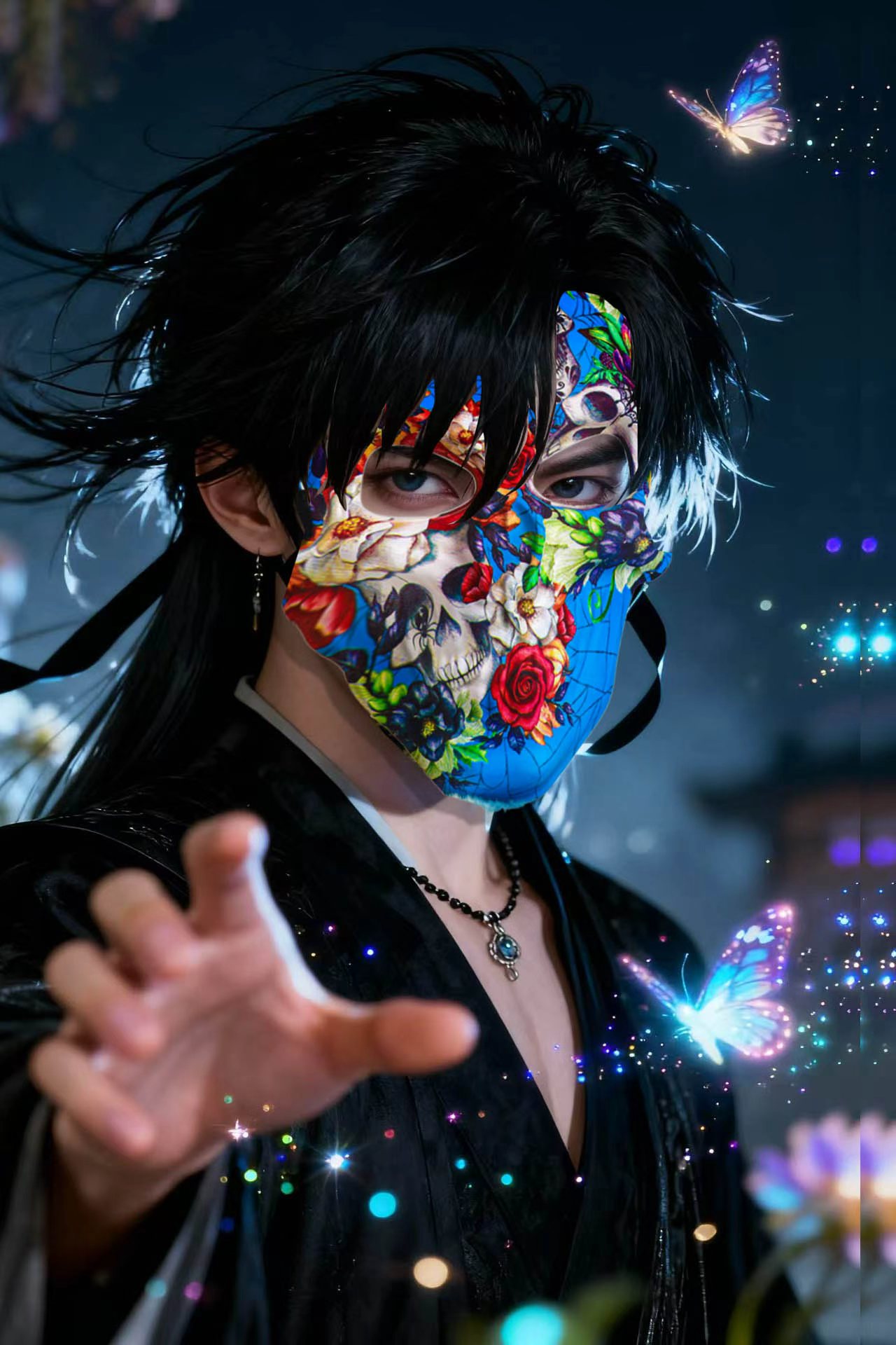 Painted Ghost Head Mask