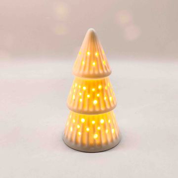 Luz LED de árbol de Navidad de cerámica acanalada en niveles