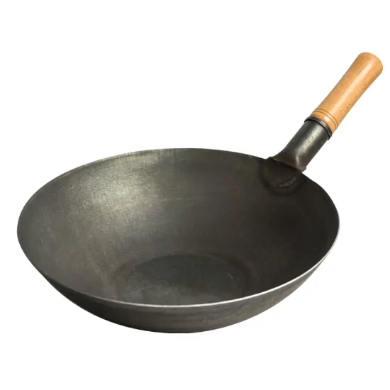 34 cm Chinese Wooden Handle Carbon Steel Wok for Restaurant Cooking