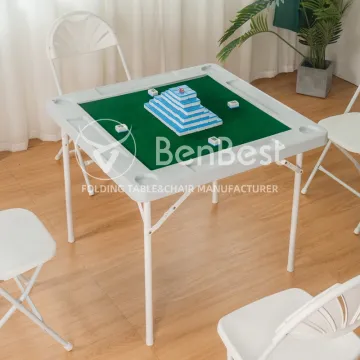 Affordable Wholesale Benjia White Aluminum Folding Mahjong Table for Outdoor, Educational, Hospitality, and Residential Use