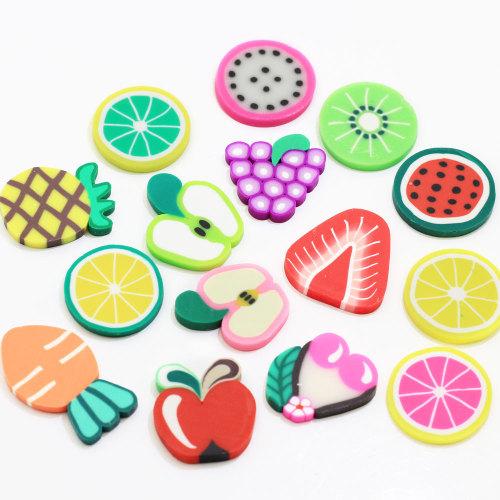 15-20mm Polymer Clay Fruit Slice Strawberry Kiwi  Flat Back  Slices For  Earrings Charms Paste Hairpin  DIY