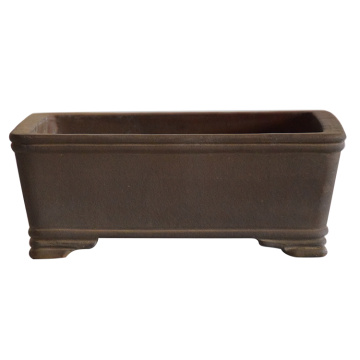 Rectangular ceramic plant pot with drain