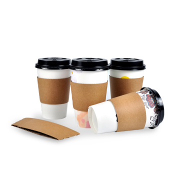 Custom Logo Disposable Kraft paper cup sleeve cardboard corrugated coffee and milk tea cup sleeve