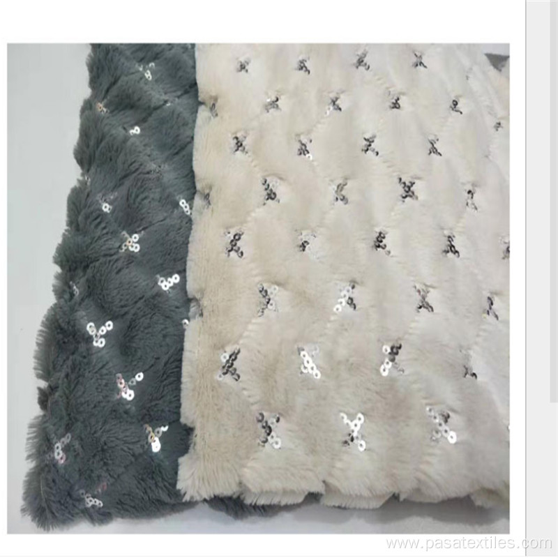 100% polyester PV bear cloth velvet sequin fabric