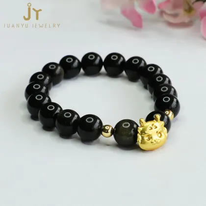 Dragon Shape Healing Crystal Beads Bracelets: Precious Stones, Gemstones, and Obsidian Jewelry