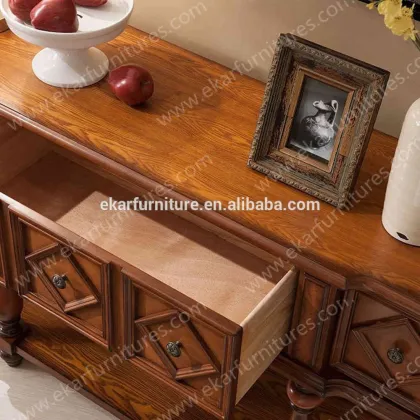 Wood carving furniture, wood entrance table with mahogany