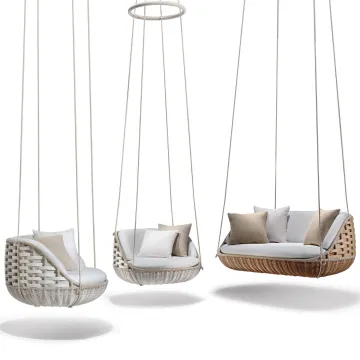 Double Seater Rattan Egg Hanging Garden Swing