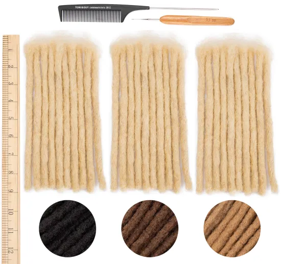 Wholesale 100% Real Human Hair Dreadlock Extensions vendors,Full Head Handmade 0.8cm-1.2cm Thickness Human Dreadlocks Extensions