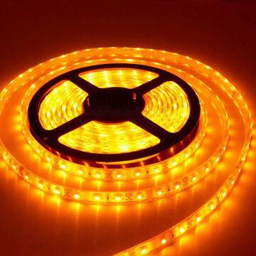 Orange Flexible LED Strip, 120 Pieces of 3528 SMD LEDs/Meter, Waterproof