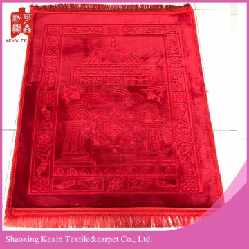 3D Luxury mink Velvet Islamic Prayer Rug-Red