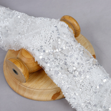 Tessuto abito da sposa in tulle con ricamo perline all&#39;ingrosso