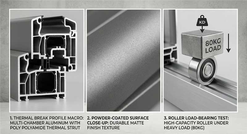 Ezkutatutako altzairu herdoilgaitzezko arrabolak ate irristagarriak funtzionatzeko