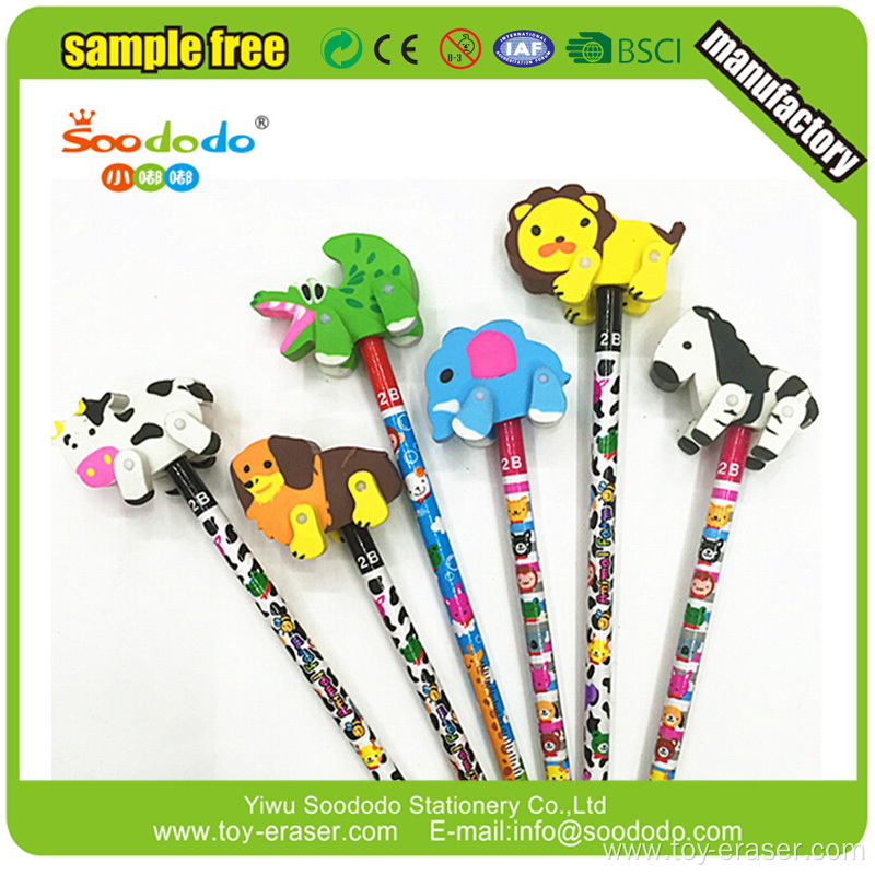 Wholesale Novelty Rubber Cheap Topper Pencil Eraser For Kids