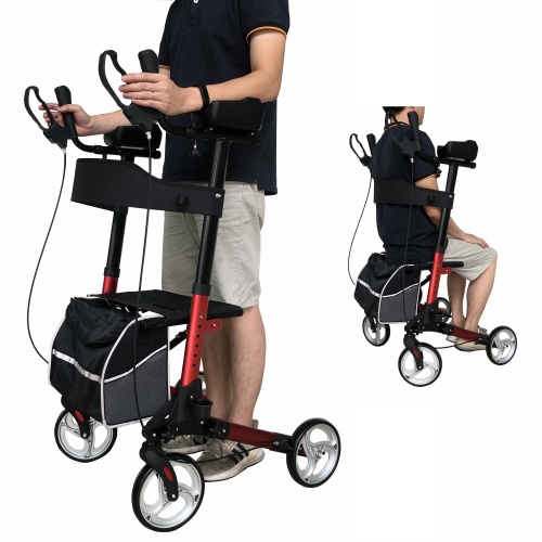 Foldable Aluminum Walker Aluminum Upright Rollator Walkers with Armrests Supplier