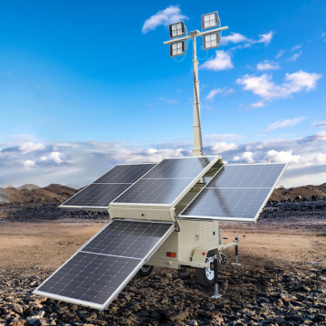 Mobiler Lichtmast für Notbeleuchtung mit Solarplatte