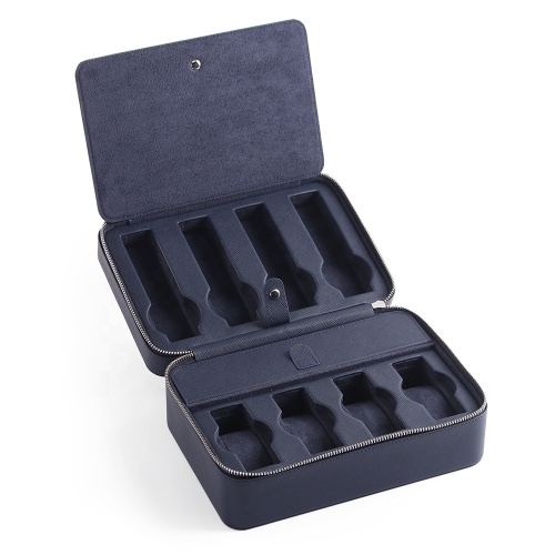 8 slot leather watch zipper organizer box