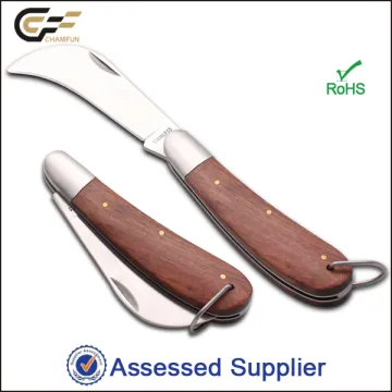 Stainless Steel and Wood Handle Electrician Tool Folding Knife