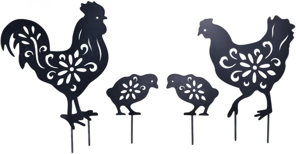 Metal Rooster Decorative Garden Stakes